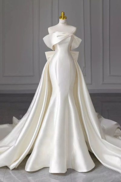 elegant white ivory wedding dresses with detachable train mermaid bridal gowns ebay.jpeg
